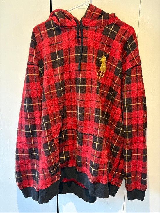 Polo Ralph Lauren Other - Polo by Ralph Lauren Red & Black Plaid Hooded Sweatshirt with Gold Pony